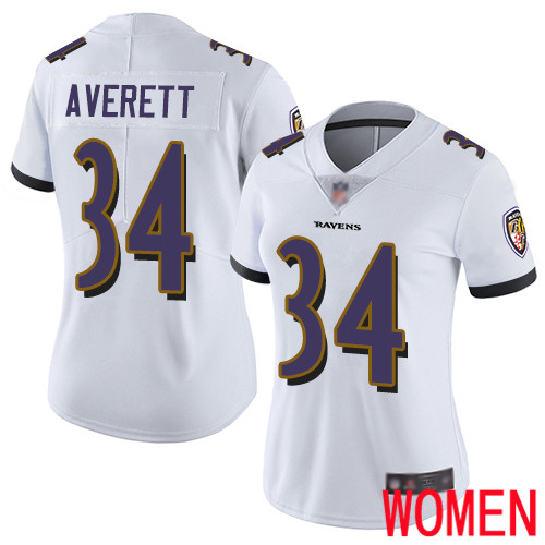 Baltimore Ravens Limited White Women Anthony Averett Road Jersey NFL Football 34 Vapor Untouchable